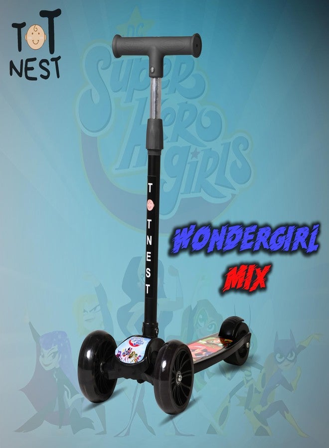 TOT NEST Scooter for Kids, 3 Wheel Kids Scooter Smart Kick Scooter with Foldable & Height Adjustable Handle & Extra-Wide LED PU Wheels & Brake, Skate Scooter for Kids (Wonder Girl Mix) - Image 2